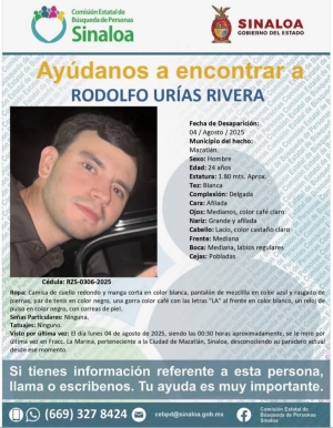 Aparece con vida Rodolfo el joven desaparecido en Mazatl&aacute;n