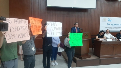 Por ineficiente boicotean informe de labores del Instituto para la Protecci&oacute;n de los Periodistas y Defensores de Derechos Humanos