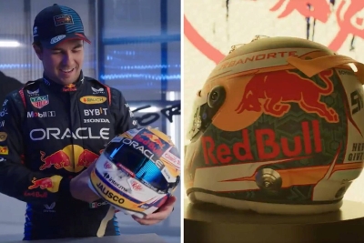&#039;Checo&#039; Pérez presenta su nuevo casco que usará en la Temporada 2024 de la F1